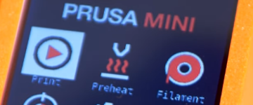 prusa mini LCD screen showing the menu